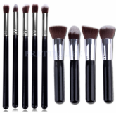 Kit 9 Pincéis Kabuki + Precisão Preto e Prata